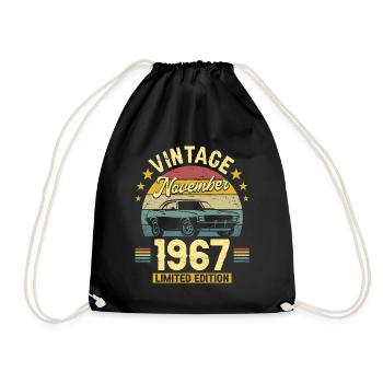 Vintage November 1967 55 years Anniversary - Drawstring Bag - black - Front