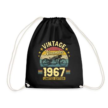 Vintage November 1967 55 years Anniversary - Drawstring Bag - black - Front