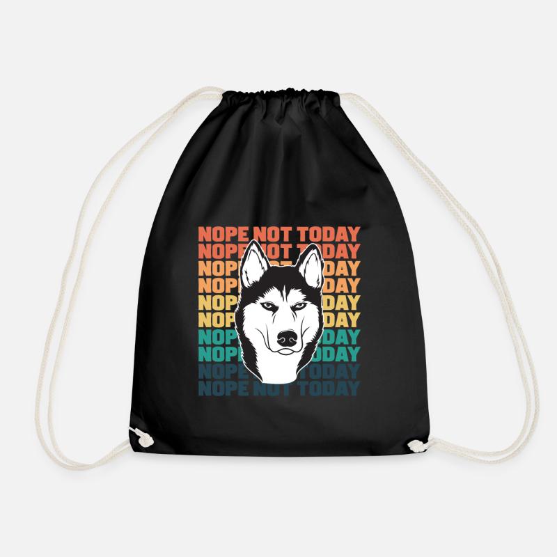 Husky Nope Not Today - Drawstring Bag - black