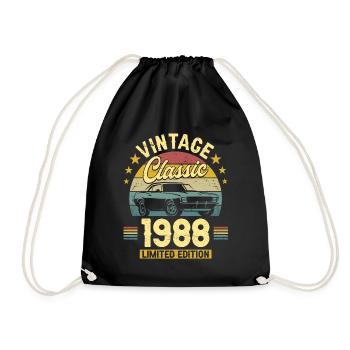 Car Vintage 1988 35 Years Anniversary - Drawstring Bag - black - Front