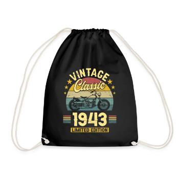 Oldtimer Motorrad 1943 80 Jahre Jubiläum - Turnbeutel - Schwarz - Vorne