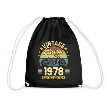 Vintage Motorcycle 1978 45 Years Anniversary - Drawstring Bag - black - Front