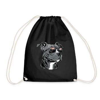 Cool Staffordshire Bull Terrier portant des lunettes de soleil - Sac de sport léger - noir - Devant