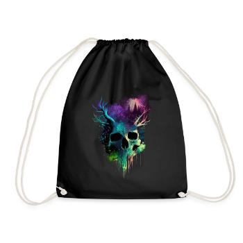 Skull With Horns Colorful - Drawstring Bag - black - Front