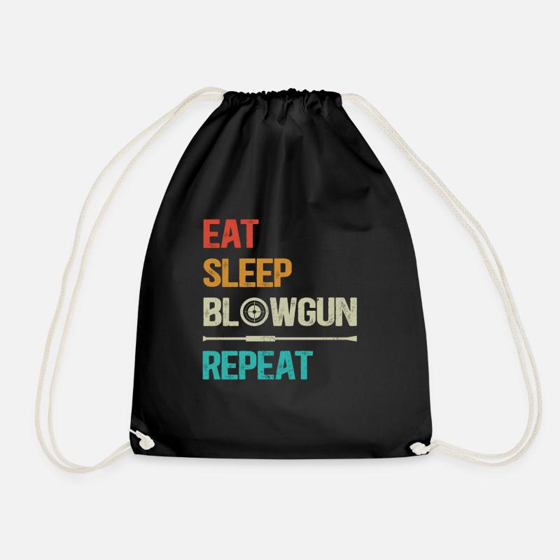 Blowpipe Blowpipe Shooting - Eat Sleep Repeat - Drawstring Bag - black