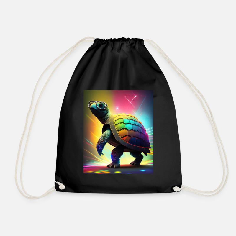 Schildkröte in der Disco - Turnbeutel - Schwarz