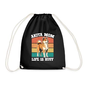 Akita Dog Akita Mom Life Is Ruff - Drawstring Bag - black - Front