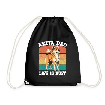 Akita Dad Life Is Ruff - Turnbeutel - Schwarz - Vorne