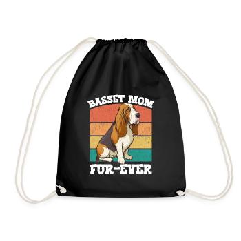 Basset Hound Basset Mom Fur Ever - Drawstring Bag - black - Front