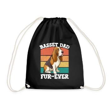 Basset Hound Basset Dad Fur Ever - Drawstring Bag - black - Front