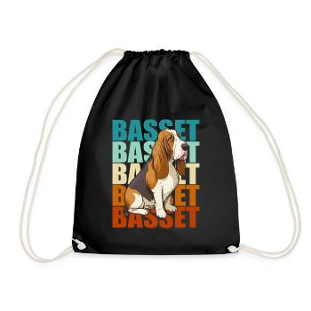 Basset Hound Colorful - Drawstring Bag - black - Front