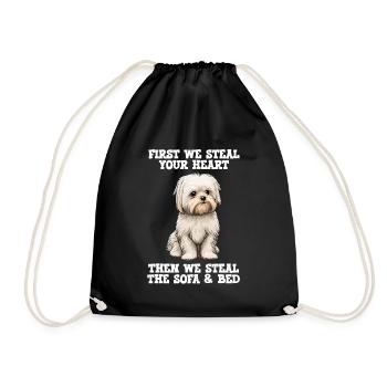 Le chien maltais d’abord nous volons votre cœur - Sac de sport léger - noir - Devant