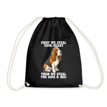 Basset Hound First We Steal Your Heart - Sac de sport léger - noir - Devant