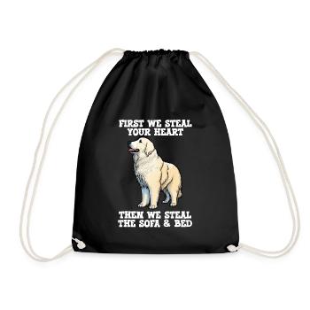 Great Pyrenees First We Steal Your Heart - Drawstring Bag - black - Front
