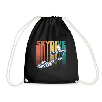 Skydiving Skydive Retro Vintage - Drawstring Bag - black - Front