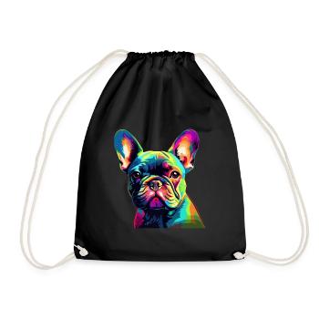 Bouledogue Français Coloré - Sac de sport léger - noir - Devant