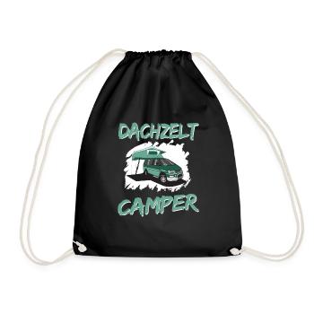Dachzelt Camper | Autozelt Campingurlaub Abenteuer - Turnbeutel - Schwarz - Vorne