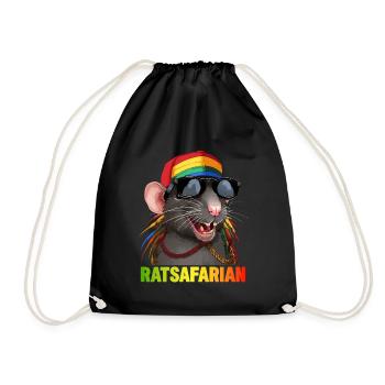 Cool Rasta Rat Colorful - Drawstring Bag - black - Front