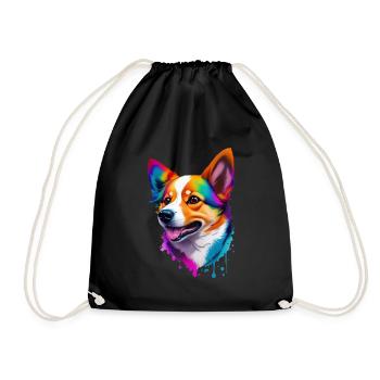 Corgi Colorful Dog Rainbow Dog Breed - Drawstring Bag - black - Front