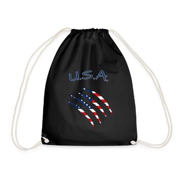 USA, America - Turnbeutel - Schwarz - Vorne