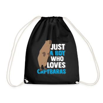 Capybara Rodent Capybara Funny - Drawstring Bag - black - Front