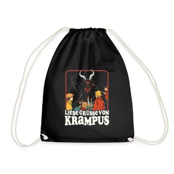 LIEBE GRÜSSE VOM KRAMPUS PERCHTEN RETRO KRAMPERL - Turnbeutel - Schwarz - Vorne