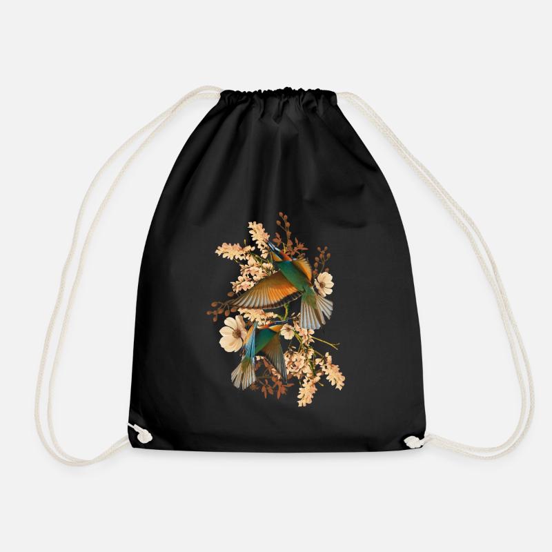 Nature Collage - Drawstring Bag - black