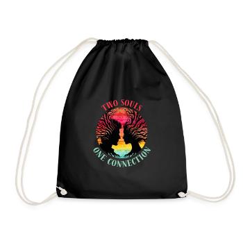 Two Souls One Connection Couple Romantic Art - Drawstring Bag - black - Front