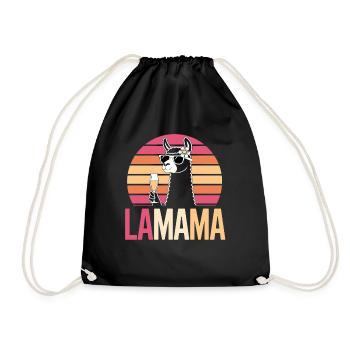 sparkling wine llama mom prosecco mother llama fun - Drawstring Bag - black - Front