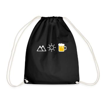 Mountains Sun Beer Fun Adventure Bachelor Party Funny Men - Drawstring Bag - black - Front