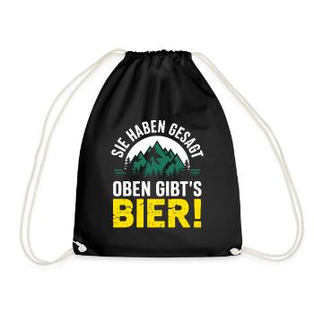 Wandern Bier Berge Reisegruppe Männer JGA Spaß - Turnbeutel - Schwarz - Vorne