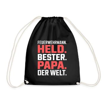 Firefighter Hero Best Dad World Firefighter Dad - Drawstring Bag - black - Front