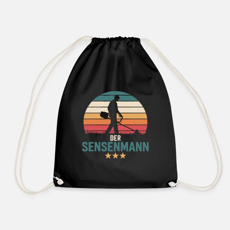 Sensenmann Landschaftsbauer Gärtner Rasen mähen - Turnbeutel - Schwarz