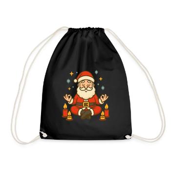 Meditating Santa Claus Cartoon - Drawstring Bag - black - Front