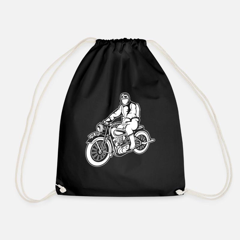 Chopper / Motorrad 04_weiß - Turnbeutel - Schwarz