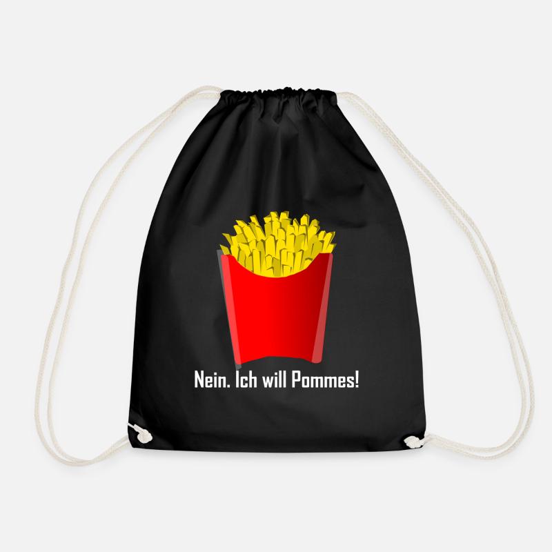 Pommes Frites Fritten Geschenk Geschenkidee - Turnbeutel - Schwarz