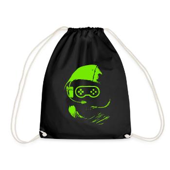 Gamer - nerd - gaming - nerdy - gift - Drawstring Bag - black - Front