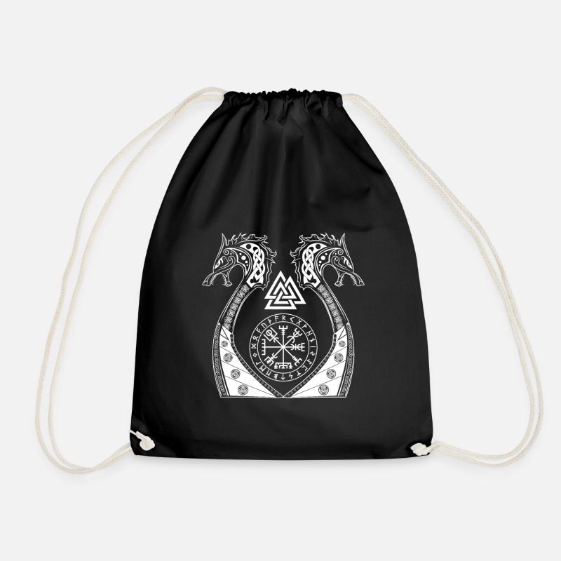 Vikings Vegwisir Wolves Odins Vikings Gift - Sac de sport léger - noir