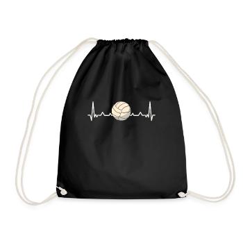 Volleyball heartbeat - Drawstring Bag - black - Front