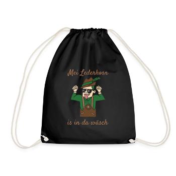 Mei Lederhosn Is In Da Wäsch Lederhose Ersatz - Turnbeutel - Schwarz - Vorne