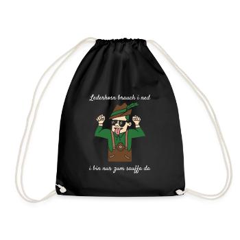 Lederhosn Brauch i Ned I Bin Nur Zum Sauffa Da - Turnbeutel - Schwarz - Vorne