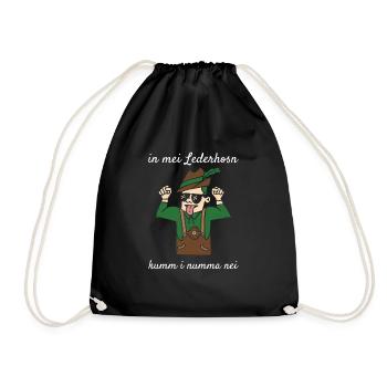 In Mei Lederhosen Kumm Nimma Nei Lederhose Ersatz - Turnbeutel - Schwarz - Vorne