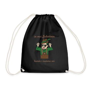 In Mei Lederhosen Kumm Nimma Nei Lederhose Ersatz - Turnbeutel - Schwarz - Vorne