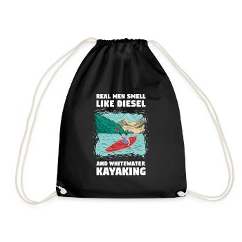 Real Men Smell Like Diesel & Whitewater Kayaking - Turnbeutel - Schwarz - Vorne
