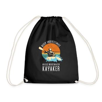 Never Underestimate An Old Whitewater Kayaker - Turnbeutel - Schwarz - Vorne