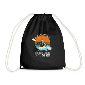 Cats Solves My Problems Whitewater Kayaking - Drawstring Bag - black - Front