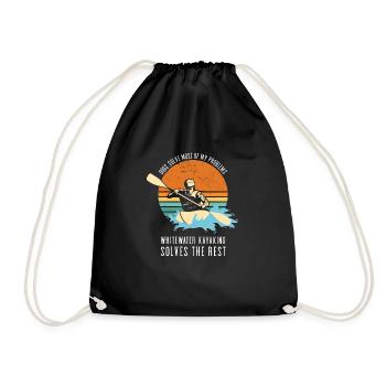 Dogs Solves My Problems Whitewater Kayaking - Drawstring Bag - black - Front