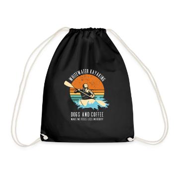Whitewater Kayaking Dogs & Coffee - Drawstring Bag - black - Front