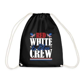 Veteran US Flag Red White & Blue Crew - Drawstring Bag - black - Front