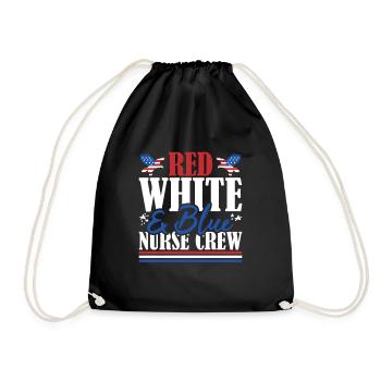 Veteran US Flag Red White & Blue Nurse Crew - Drawstring Bag - black - Front